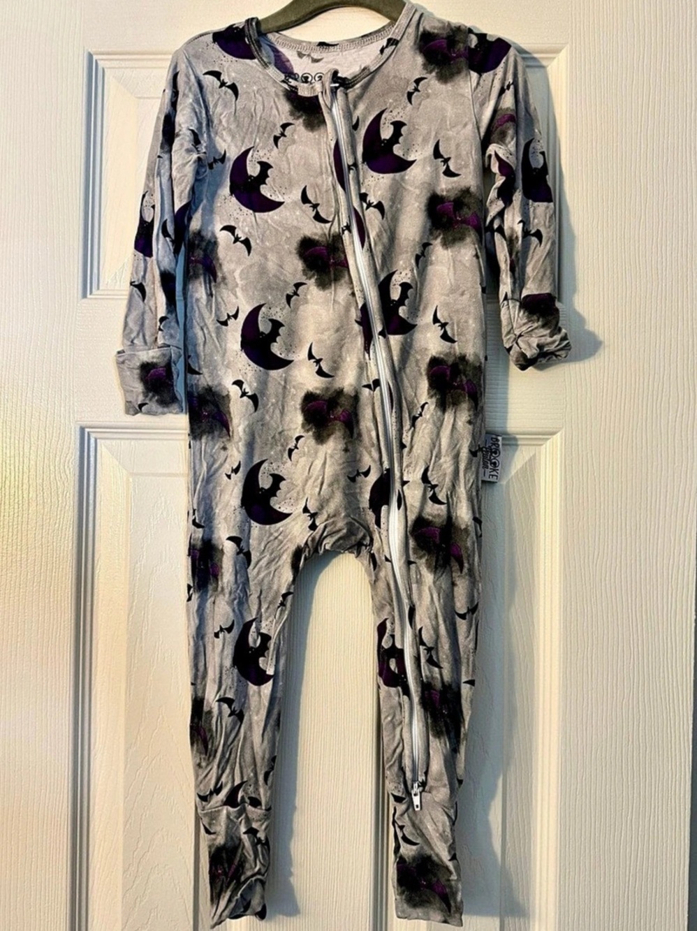 Brooke & Peyton Halloween Bamboo Bat Moon Romper 18-24M
